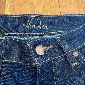 the diva vintage thrifted denim dark wash wide straight leg low rise jeans 1